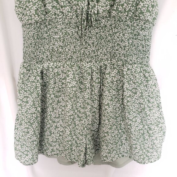 Shy & Sparrow Green Floral Pattern Spaghetti Strap Short Romper Size XL - Picture 3 of 16